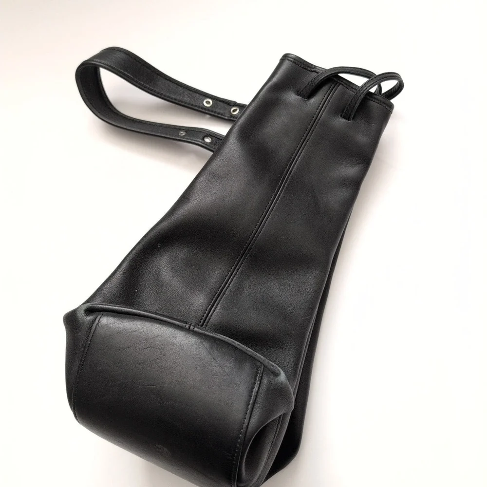 Vintage Coach Black Leather Drawstring‎ Bucket Bag Purse Legacy Sling Hobo 9166